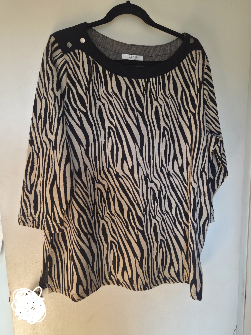 cleo XL Zebra-Print Scoop Neck Sweater3/4 Sleeve NWT